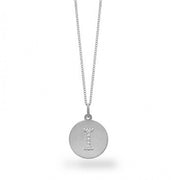 14K White Gold Small Disc Diamond Initial